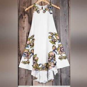 Free People Floral Paint The Sun Lace-Up Trapeze Mini Slip Dress Size xSmall